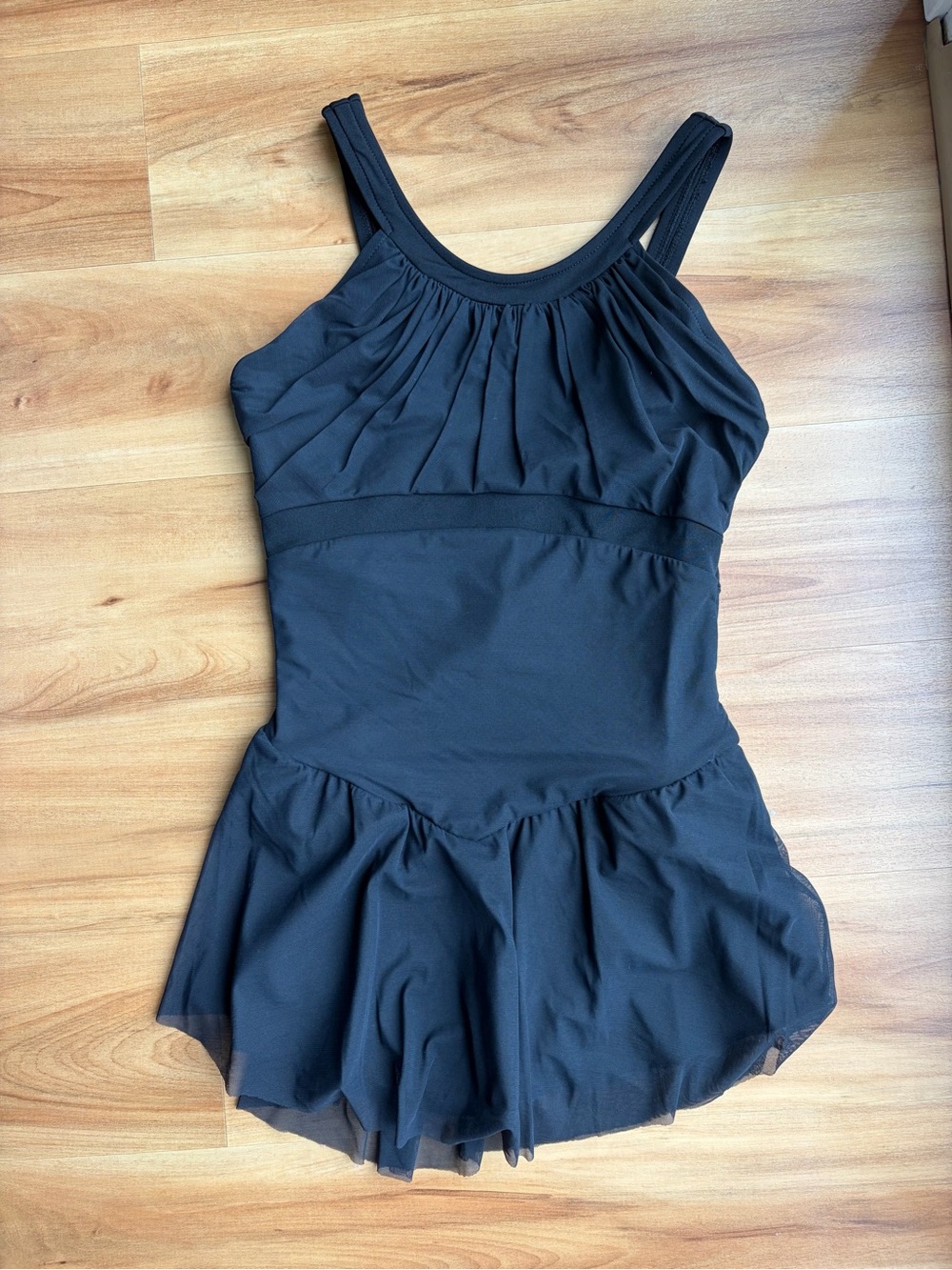 Del Arbour Black Figure Skating Dress Adult 8-10 Dance Ballet Skate